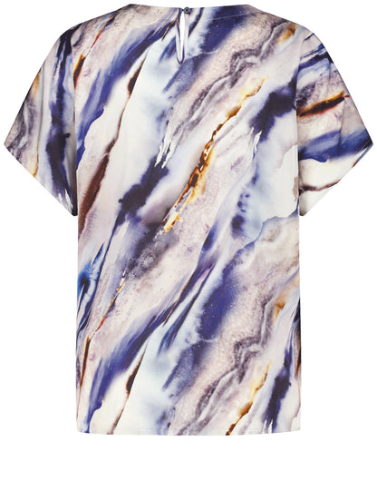 Gerry Weber_Beige/Blue Aquarell Stripes_Blouse 1/2 Sleeve_160021-54024_9170_02