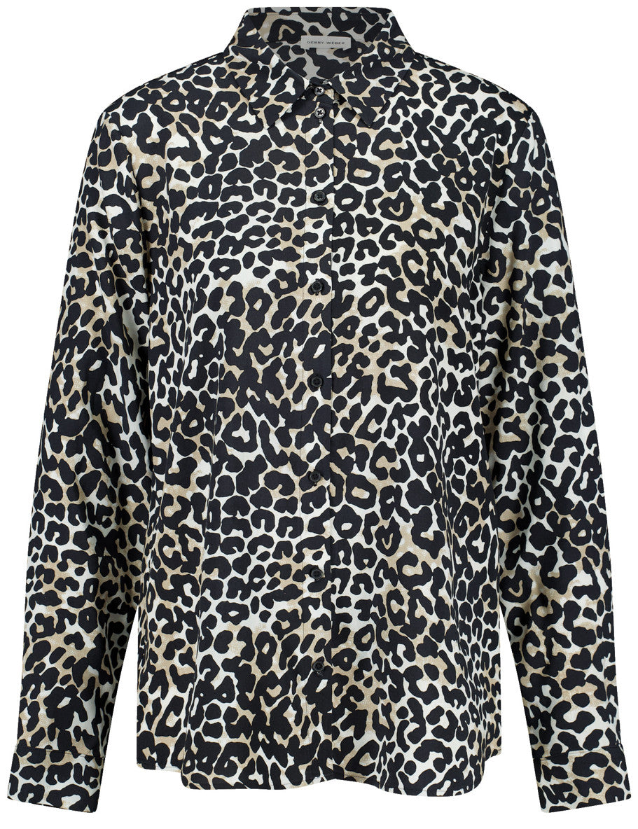 Gerry Weber_Black/Taupe/Sandshell Leo Aop_Blouse 1/1 Sleeve_160043-54039_1042_01