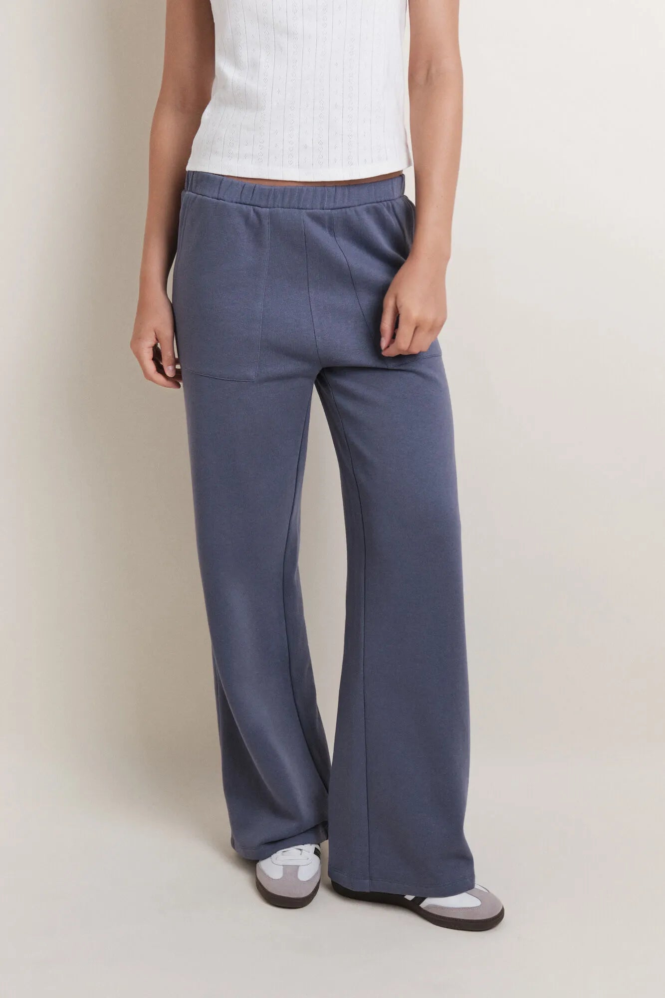 Women Secret_Medium Blue_Blue Cotton Plush Flare Trouser_1672052_15_02