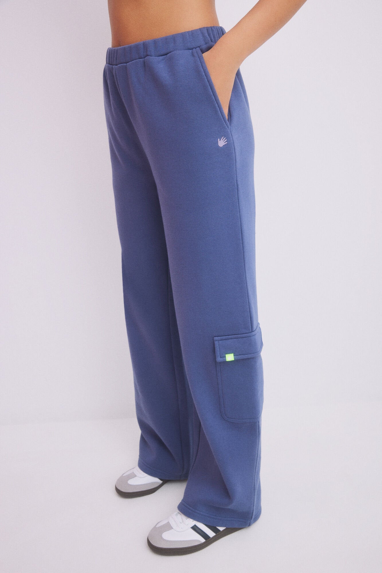 Blue Plush Cargo Flare Pants_1678005_11_04