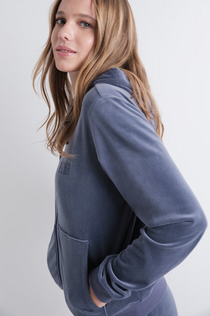 Women Secret_Blue_Blue Zip Fastening Velvet Jacket_1692014_15_05