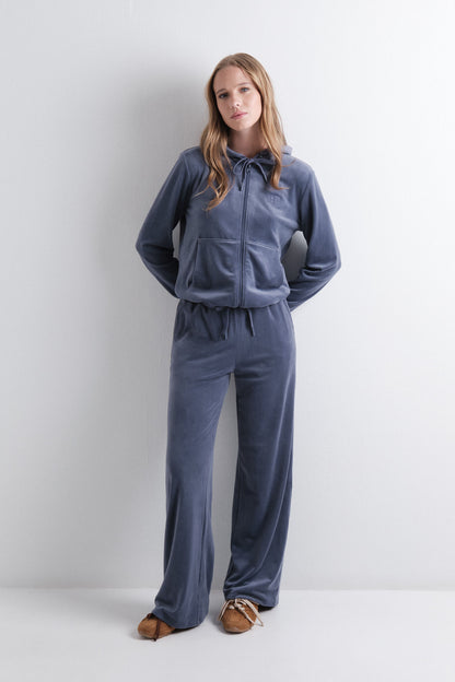 Women Secret_Blue_Blue Zip Fastening Velvet Jacket_1692014_15_07