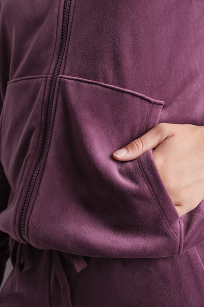 Women Secret_Brown_Wine Zip Fastening Velvet Jacket_1692015_68_07