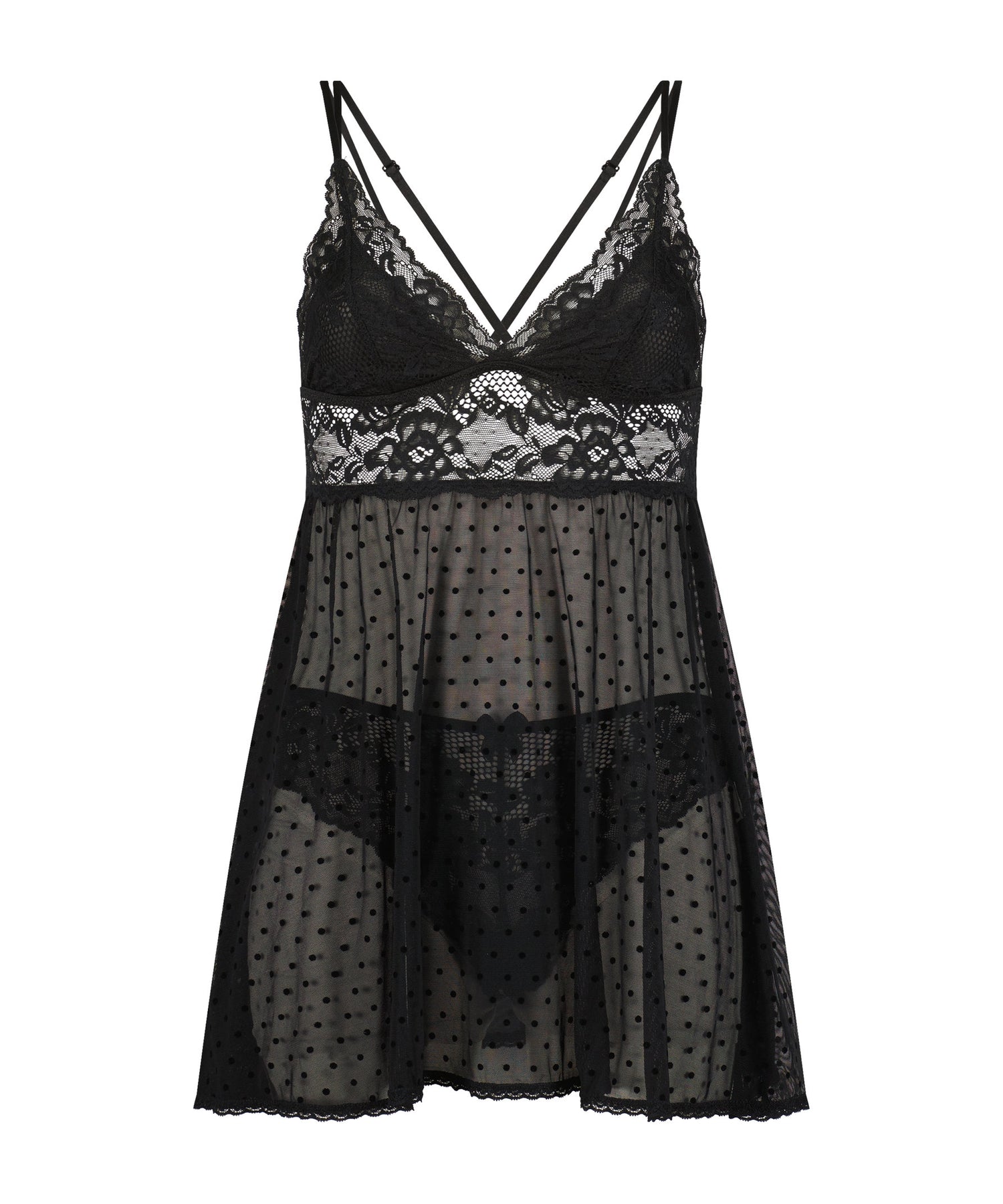 Dot Mesh Lace Beatriz Babydoll_169282_Black_01