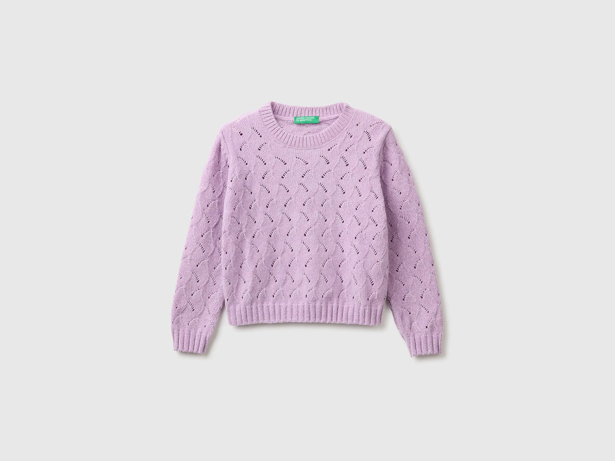 Benetton Lilac Girls Chenille Sweater SKU: 16CLG100O_054 Image 01