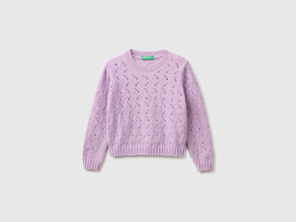 Benetton Lilac Girls Chenille Sweater SKU: 16CLG100O_054 Image 01