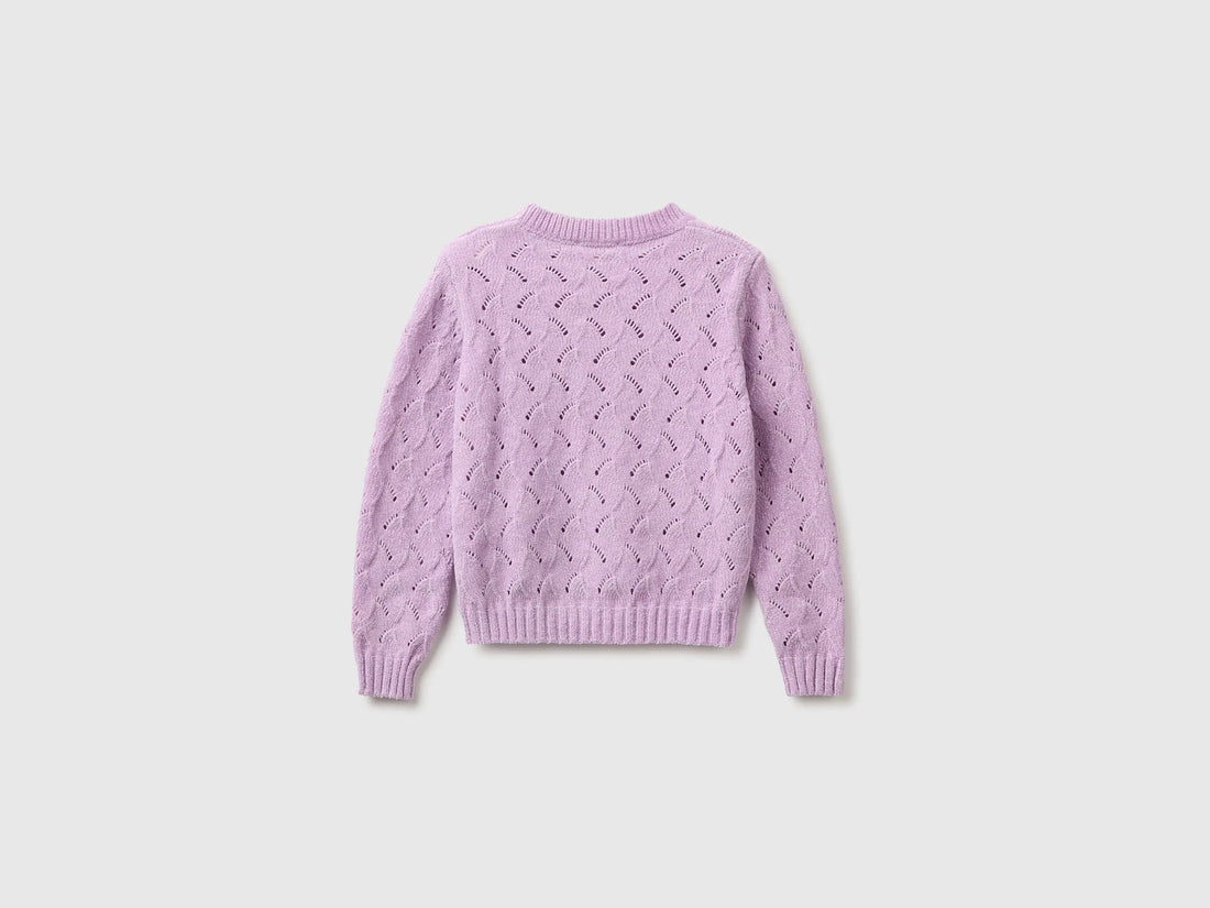 Benetton Lilac Girls Chenille Sweater SKU: 16CLG100O_054 Image 02
