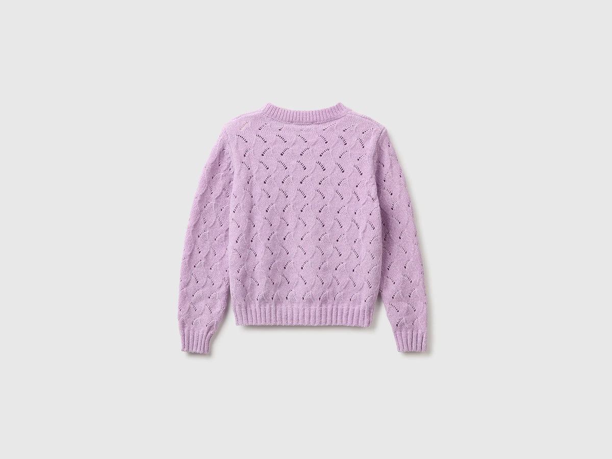 Benetton Lilac Girls Chenille Sweater SKU: 16CLG100O_054 Image 02