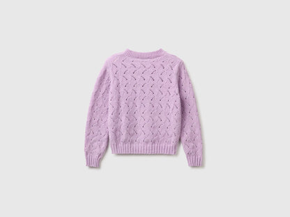 Benetton Lilac Girls Chenille Sweater SKU: 16CLG100O_054 Image 02