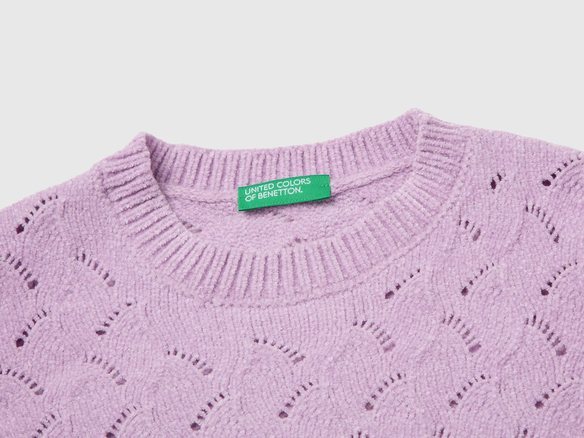 Benetton Lilac Girls Chenille Sweater SKU: 16CLG100O_054 Image 03