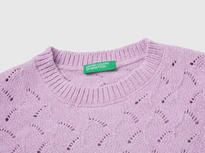 Benetton Lilac Girls Chenille Sweater SKU: 16CLG100O_054 Image 03