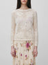 Benetton Creamy White Women Openwork Sweater with Flowers SKU: 16EVD10GP_0R2 Image 00