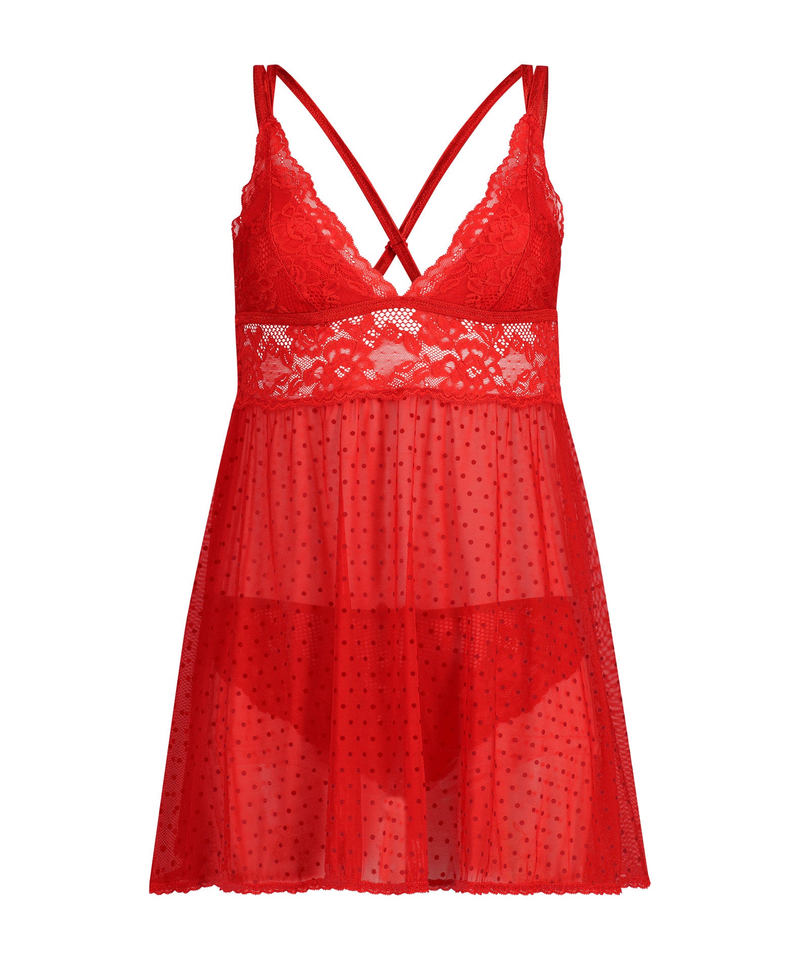 Babydoll Dot Mesh Lace Beatriz_173763_Tango Red_01