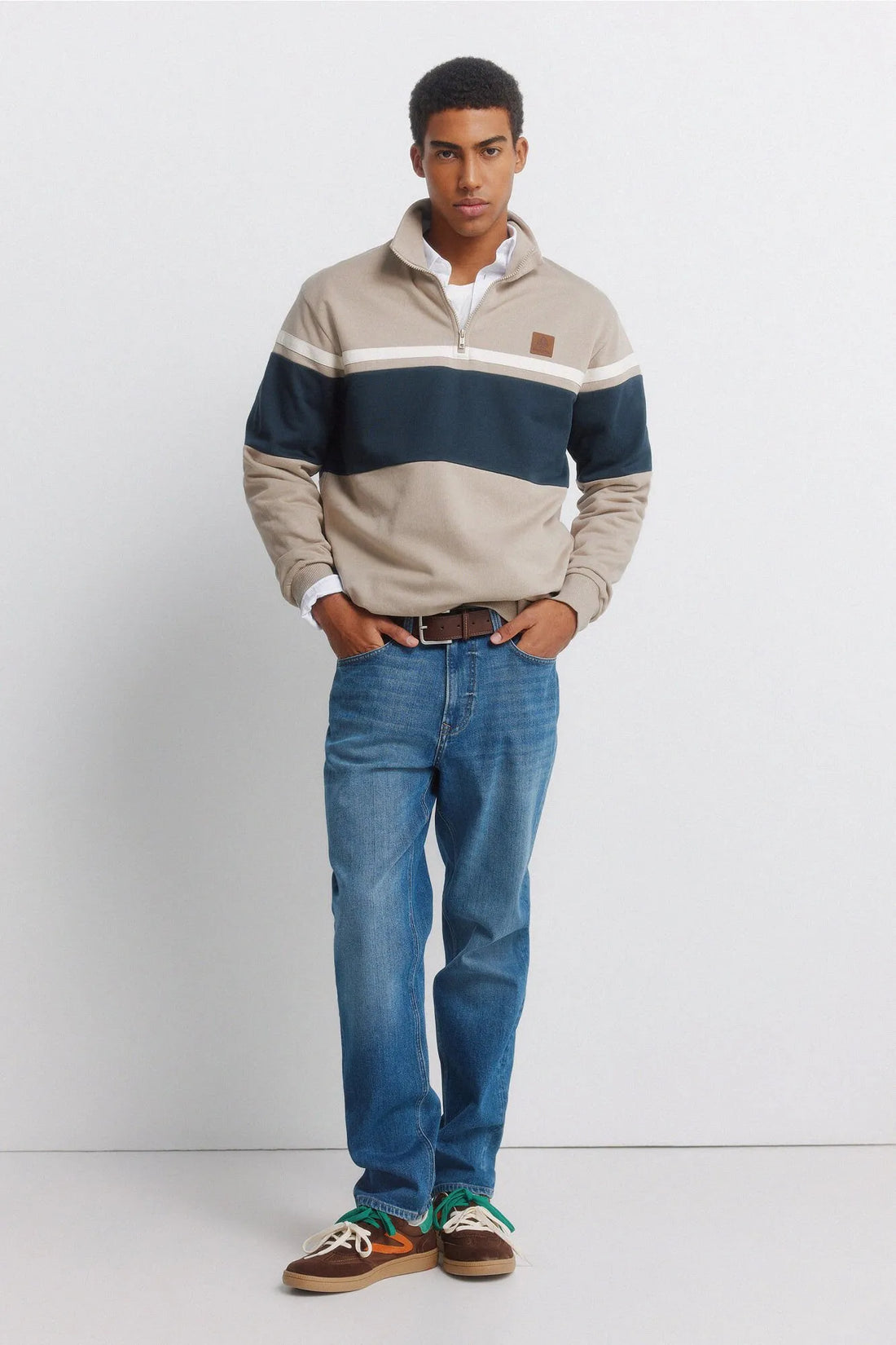 Springfield Blue Men Medium Wash Regular Fit Jeans SKU: 1753231_14 Image 01