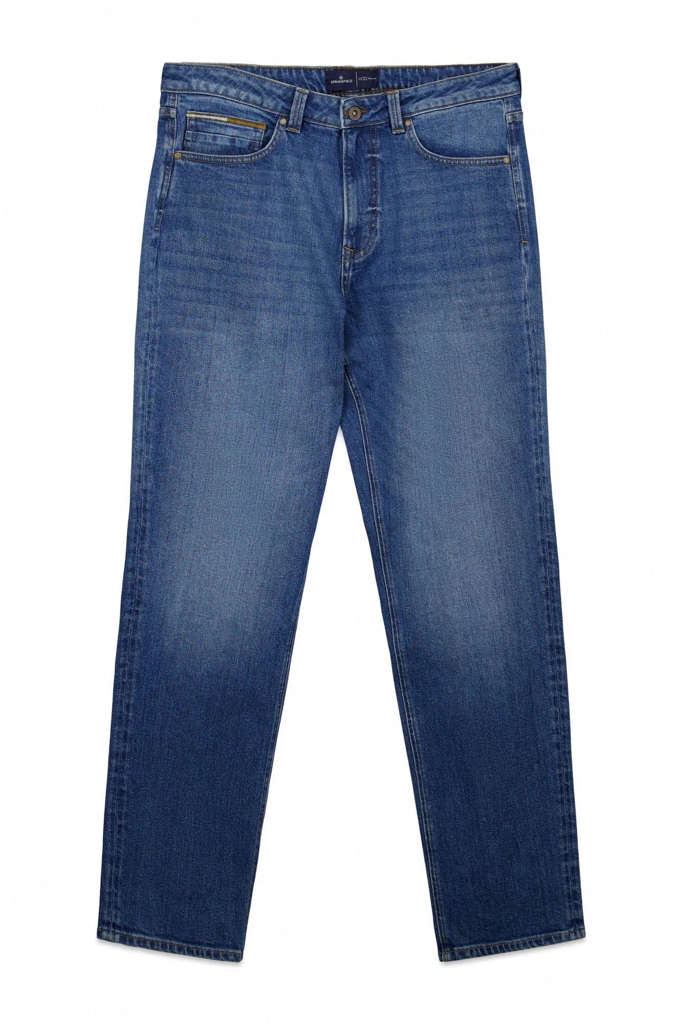Springfield Blue Men Medium Wash Regular Fit Jeans SKU: 1753231_14 Image 07