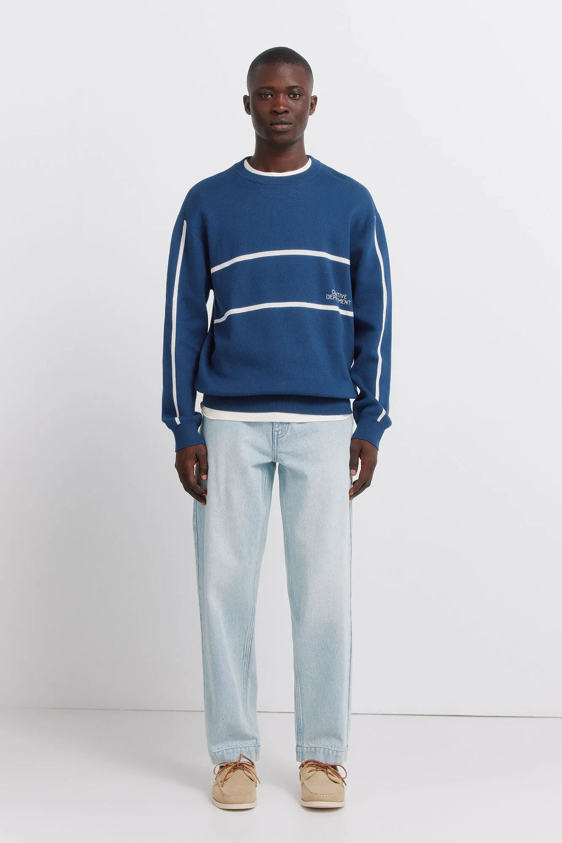 Springfield Blue Men Light Denim Washed Chinos SKU: 1753247_16 Image 01