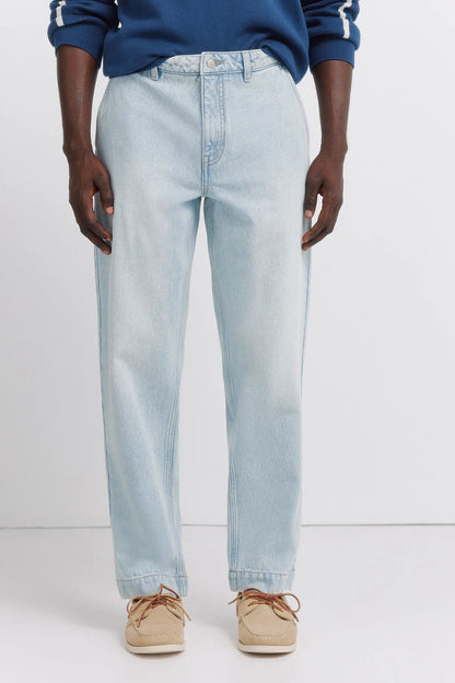 Springfield Blue Men Light Denim Washed Chinos SKU: 1753247_16 Image 02