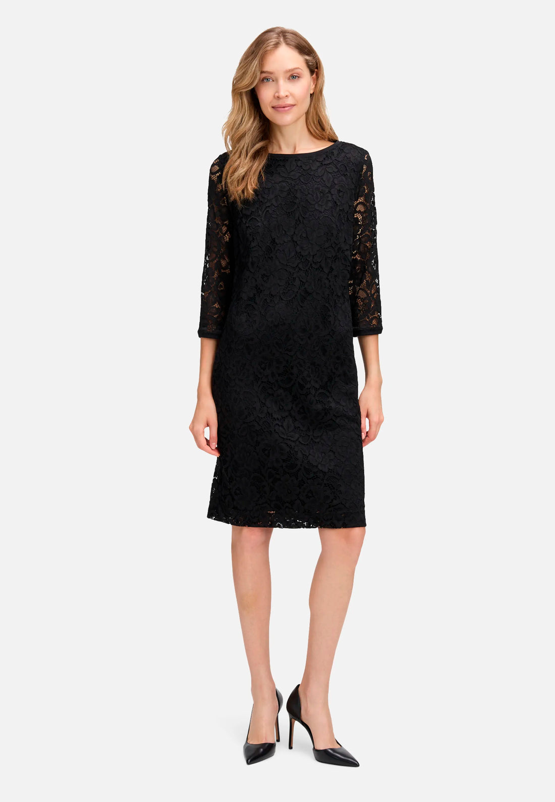Betty Barclay_Black_Sheath Dress with 3/4 Sleeves_1768-1612_9045_01