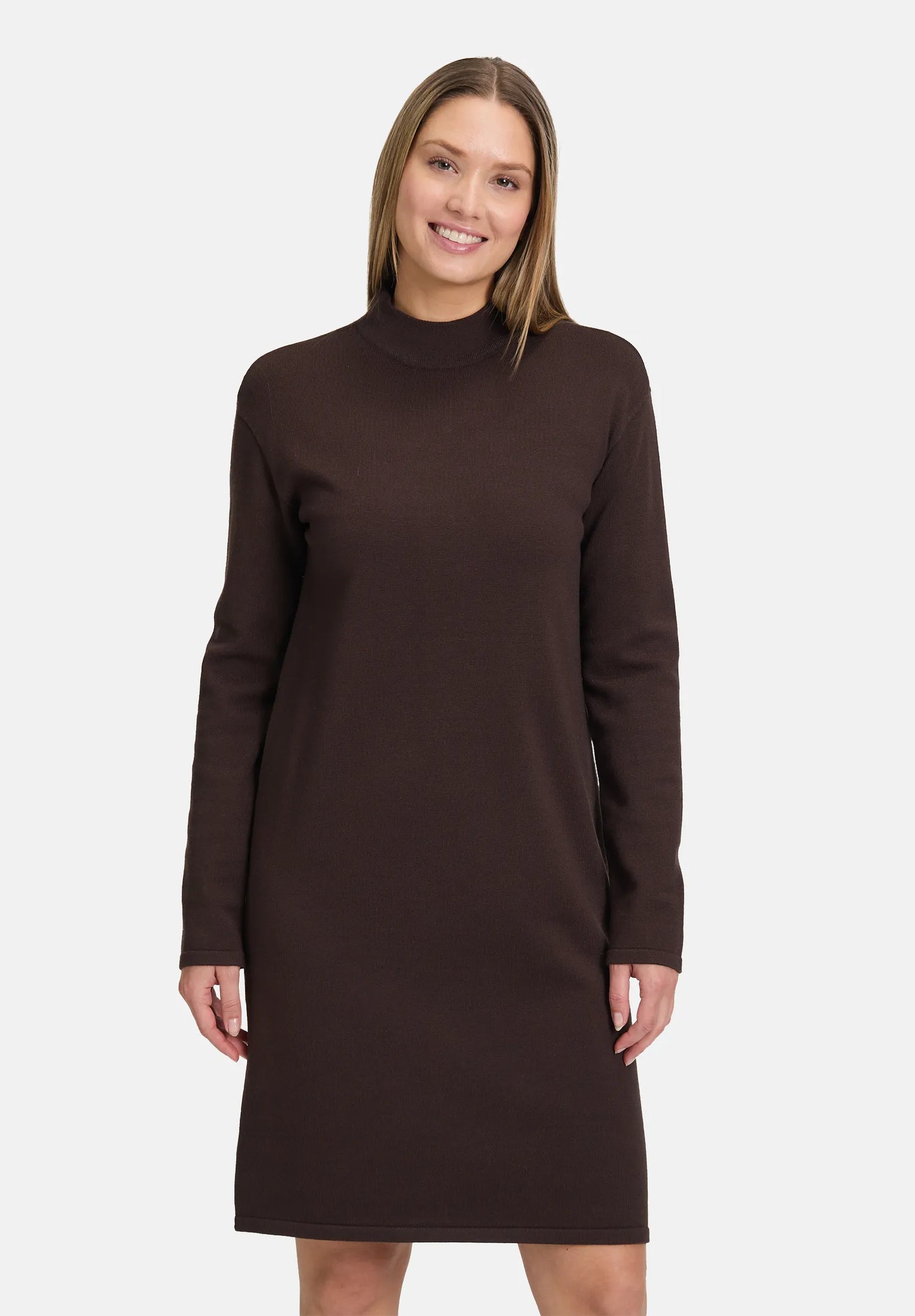 Betty Barclay_Light Maroon_Knitted Dress with Stand-Up Collar_1786-2907_7410_01