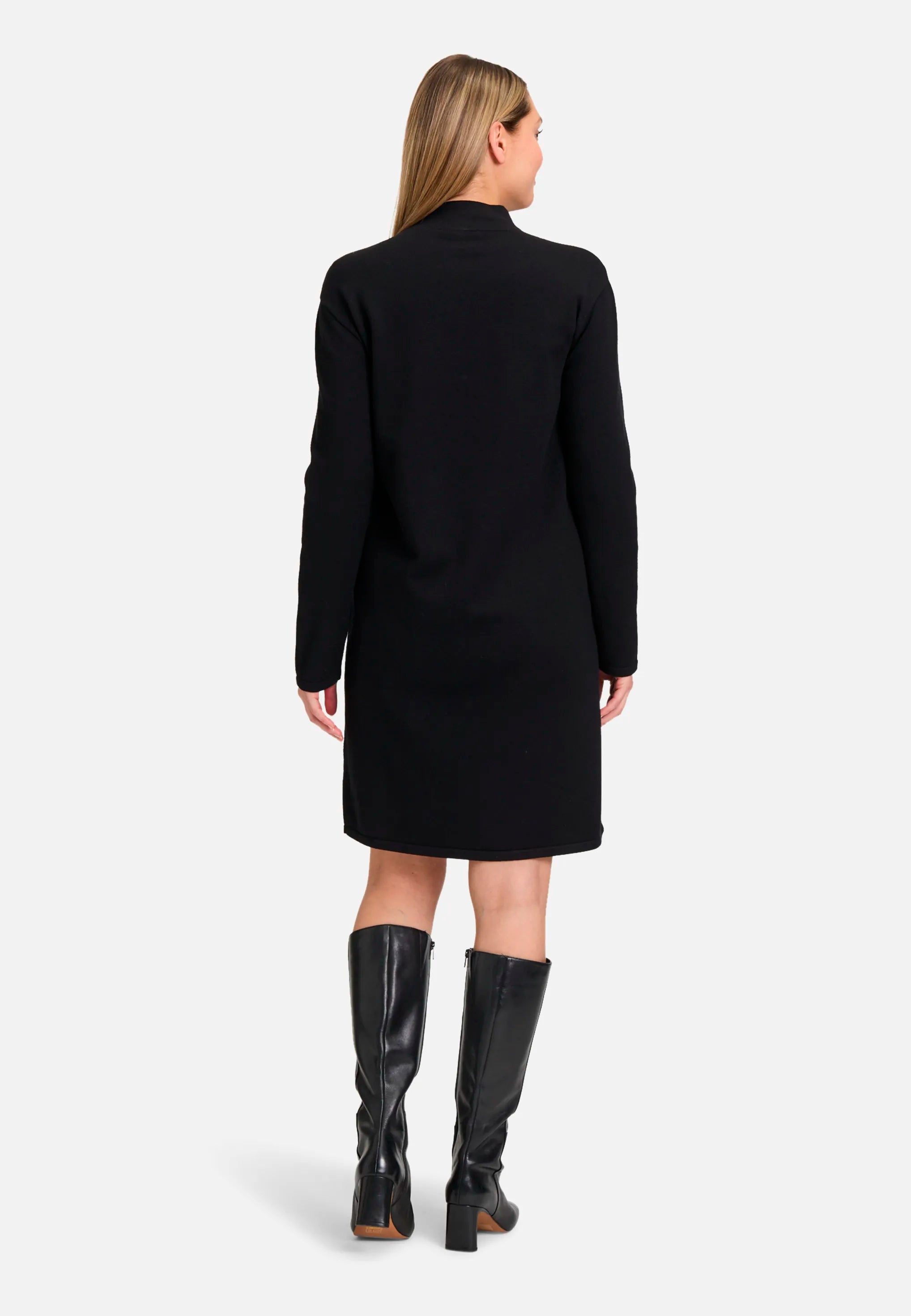 Betty Barclay_Black_Knit Dress with Stand-Up Collar_1786-2907_9045_03