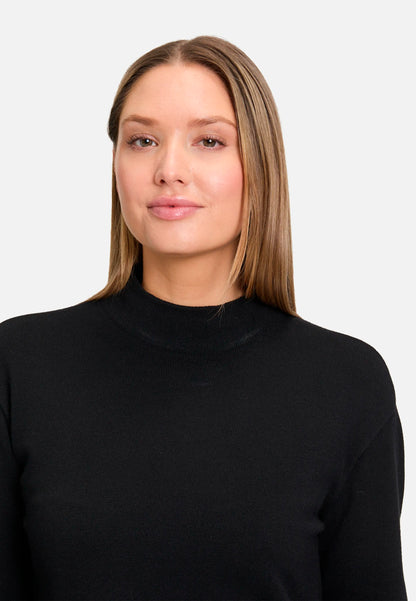 Betty Barclay_Black_Knit Dress with Stand-Up Collar_1786-2907_9045_07