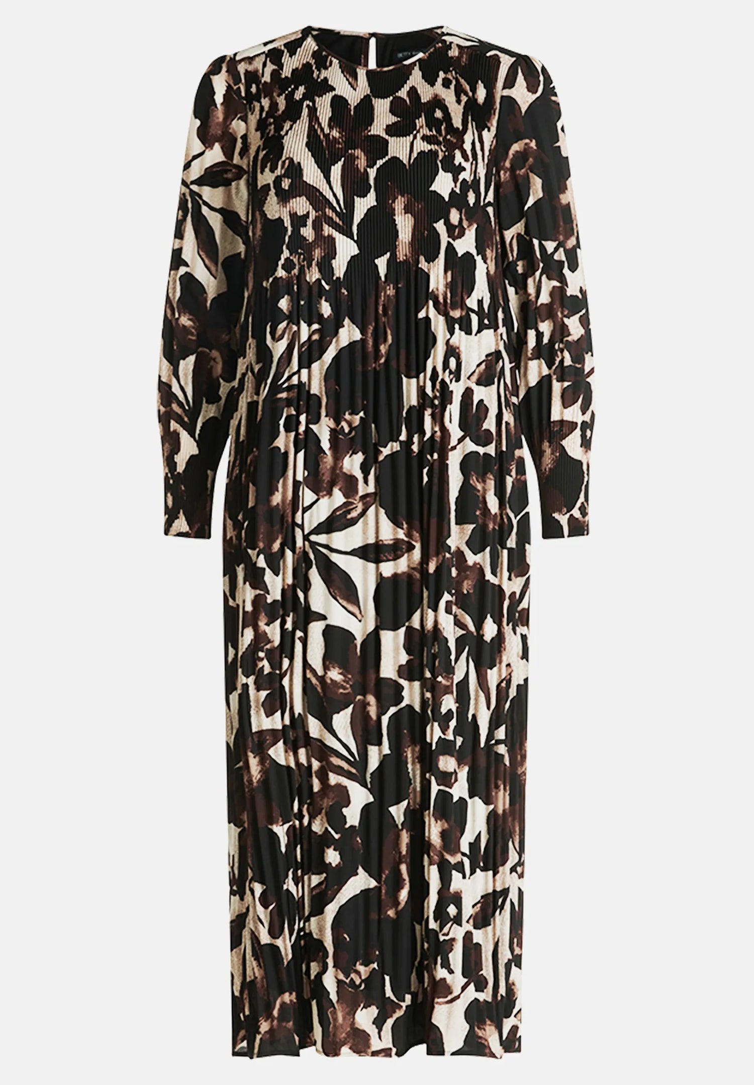 Betty Barclay_Beige/Brown_Pleated Dress Long Sleeves_1789-1623_7875_03