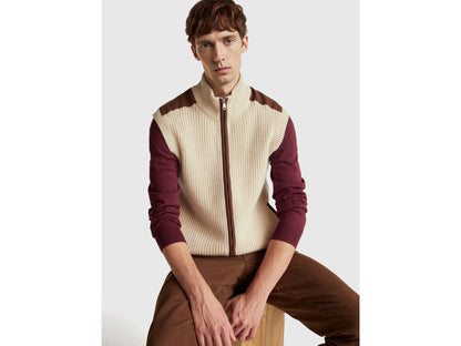 Benetton_Beige_Vest with Zip in Wool Blend_18AYU501A_152_03