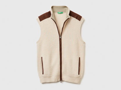 Benetton_Beige_Vest with Zip in Wool Blend_18AYU501A_152_05