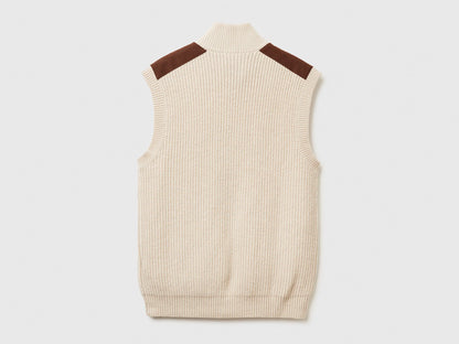 Benetton_Beige_Vest with Zip in Wool Blend_18AYU501A_152_06