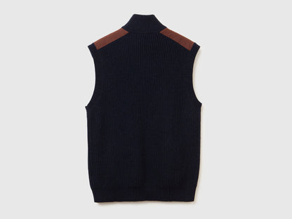 Benetton_Dark Blue_Vest with Zip in Wool Blend_18AYU501A_3C1_06