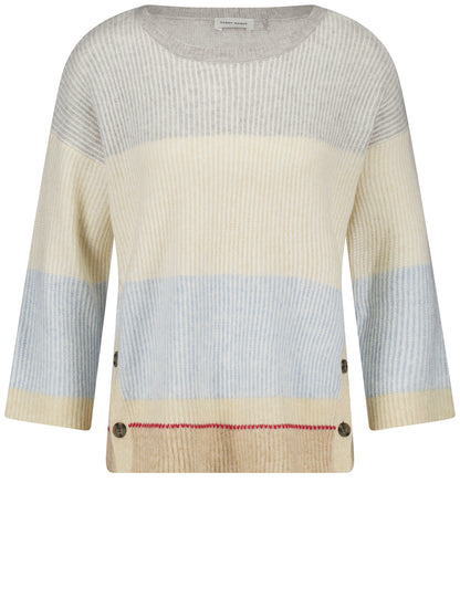 Gerry Weber_Sandshell/Silver/Cloud Stripe_Pullover 3/4 Sleeve_190015-57011_9181_01