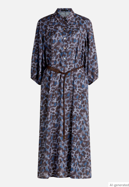 Betty Barclay Blue/Brown Women Shirt Dress with Tie Belt SKU: 1912-1697_8870 Image 04