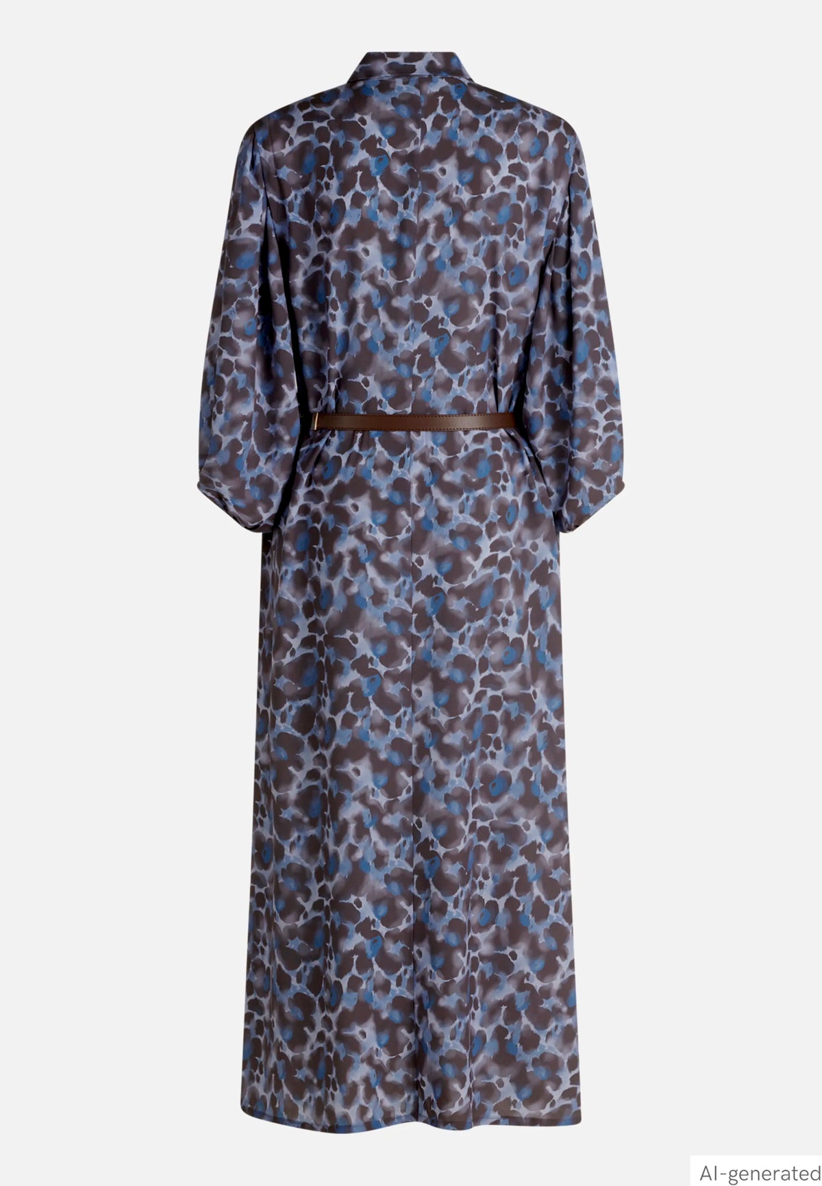 Betty Barclay Blue/Brown Women Shirt Dress with Tie Belt SKU: 1912-1697_8870 Image 05