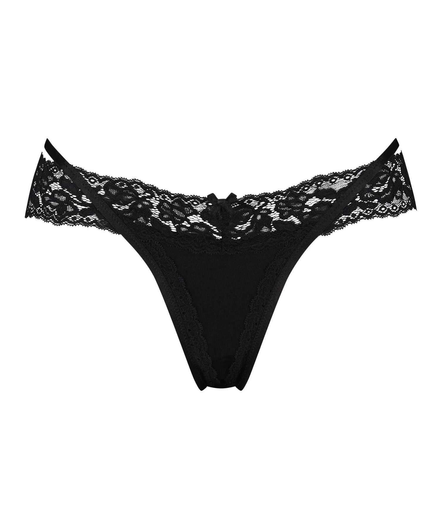 Hunkemoller Black Women Elliena Extra Low V Thong SKU: 194040_Black Image 04