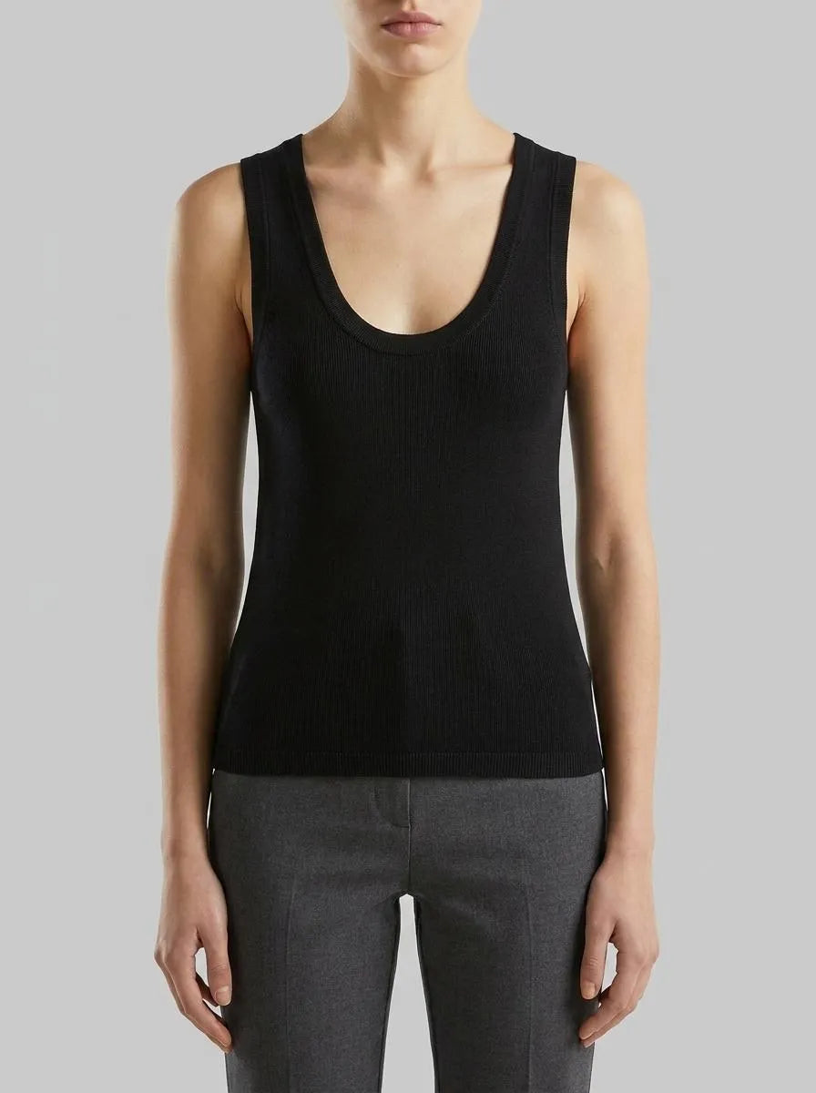 Benetton Black Women Knitted Tank Top SKU: 198XDH01I_100 Image 00