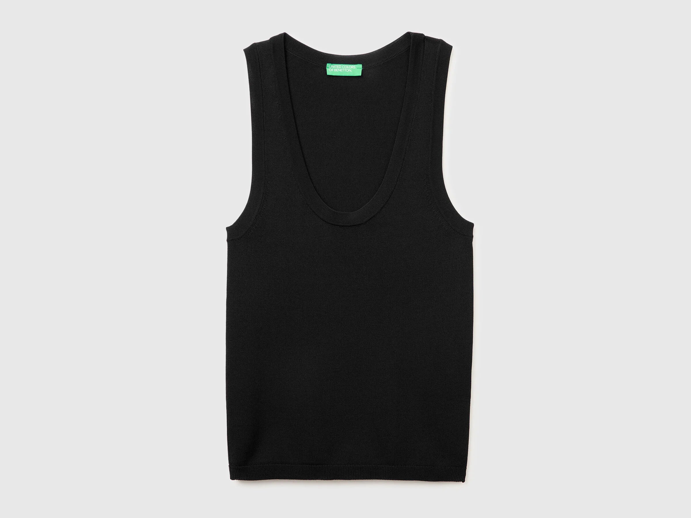 Benetton Black Women Knitted Tank Top SKU: 198XDH01I_100 Image 01