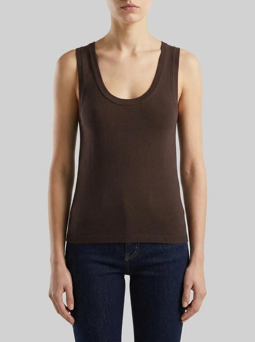 Benetton Brown Women Knitted Tank Top SKU: 198XDH01I_33T Image 00