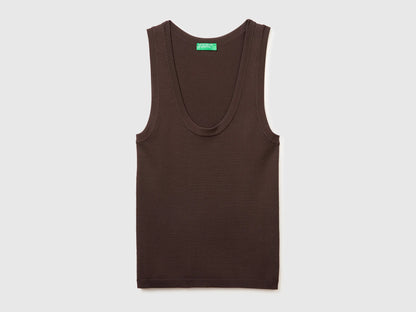 Benetton Brown Women Knitted Tank Top SKU: 198XDH01I_33T Image 01