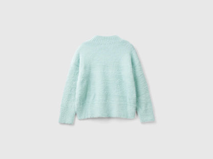 Benetton Aqua Girls Furry Yarn Sweater SKU: 19BAC200I_17H Image 02
