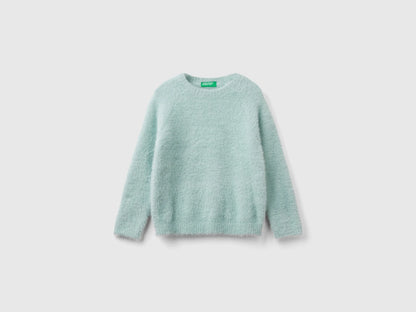 Benetton Aqua Girls Furry Yarn Sweater SKU: 19BAG100Q_17H Image 01