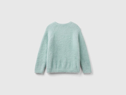 Benetton Aqua Girls Furry Yarn Sweater SKU: 19BAG100Q_17H Image 02
