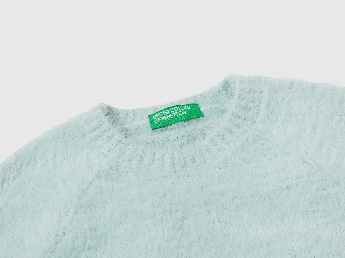 Benetton Aqua Girls Furry Yarn Sweater SKU: 19BAG100Q_17H Image 03