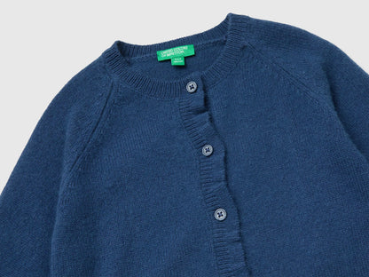 Benetton Blue Girls Crew Neck Cardigan with Buttons SKU: 19WPG500U_355 Image 03