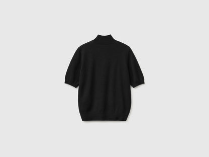 Benetton Black Women Short-Sleeved Turtleneck Sweater SKU: 1B9YD204U_100 Image 02