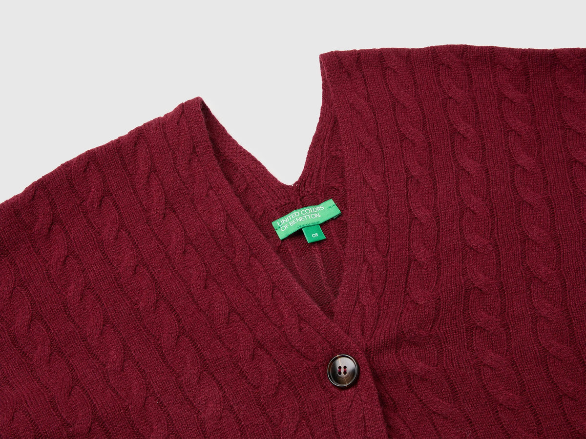 Benetton Burgundy Women Cape with Braids SKU: 1B9YDU01T_30Y Image 03