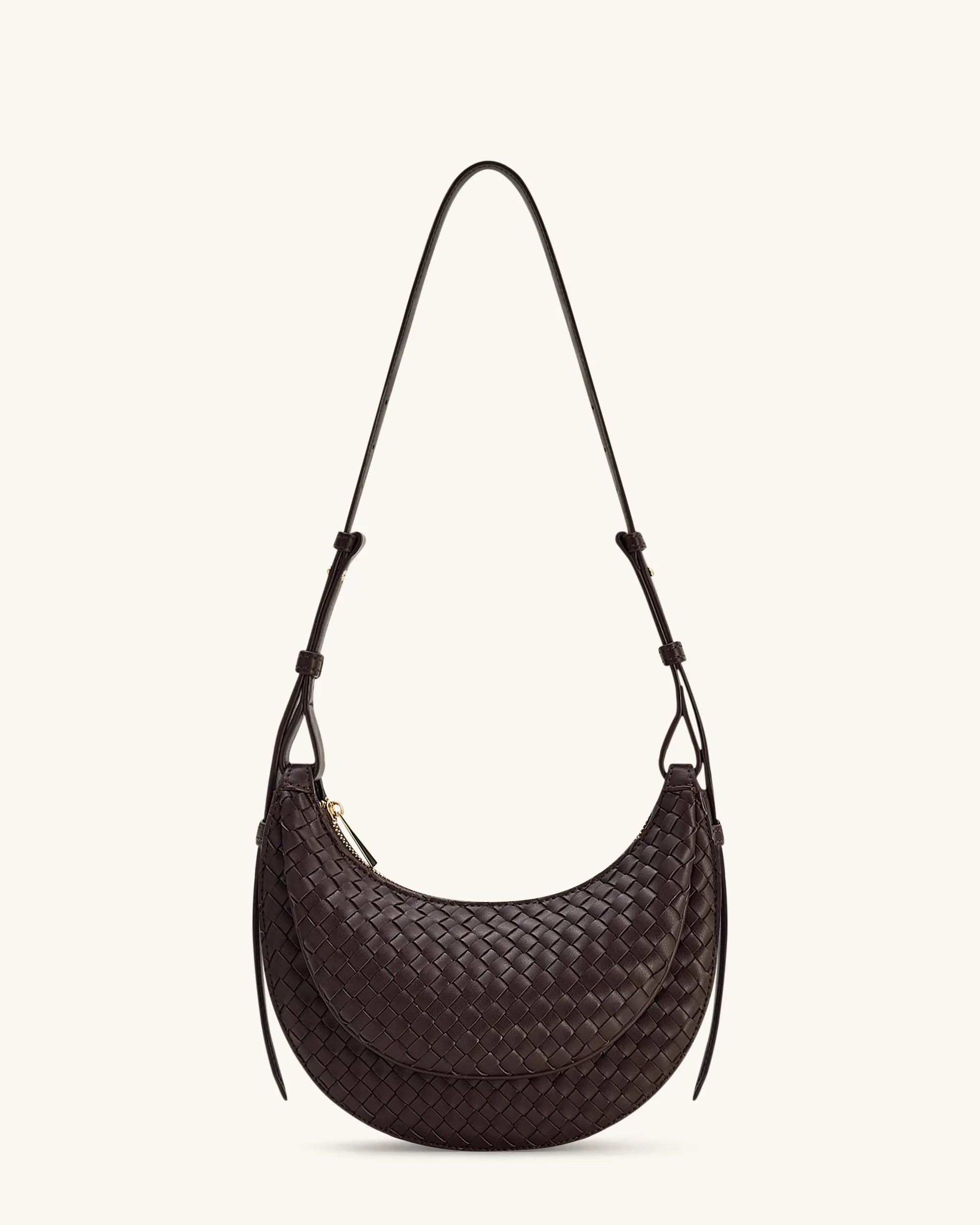 JW PEI Coffee Brown Women Sharon Woven Crossbody Bag - Coffee Brown SKU: 1C131-37_Coffee Brown Image 01