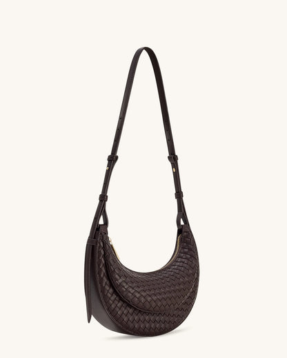 JW PEI Coffee Brown Women Sharon Woven Crossbody Bag - Coffee Brown SKU: 1C131-37_Coffee Brown Image 02