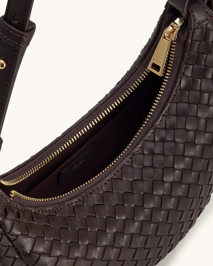 JW PEI Coffee Brown Women Sharon Woven Crossbody Bag - Coffee Brown SKU: 1C131-37_Coffee Brown Image 04