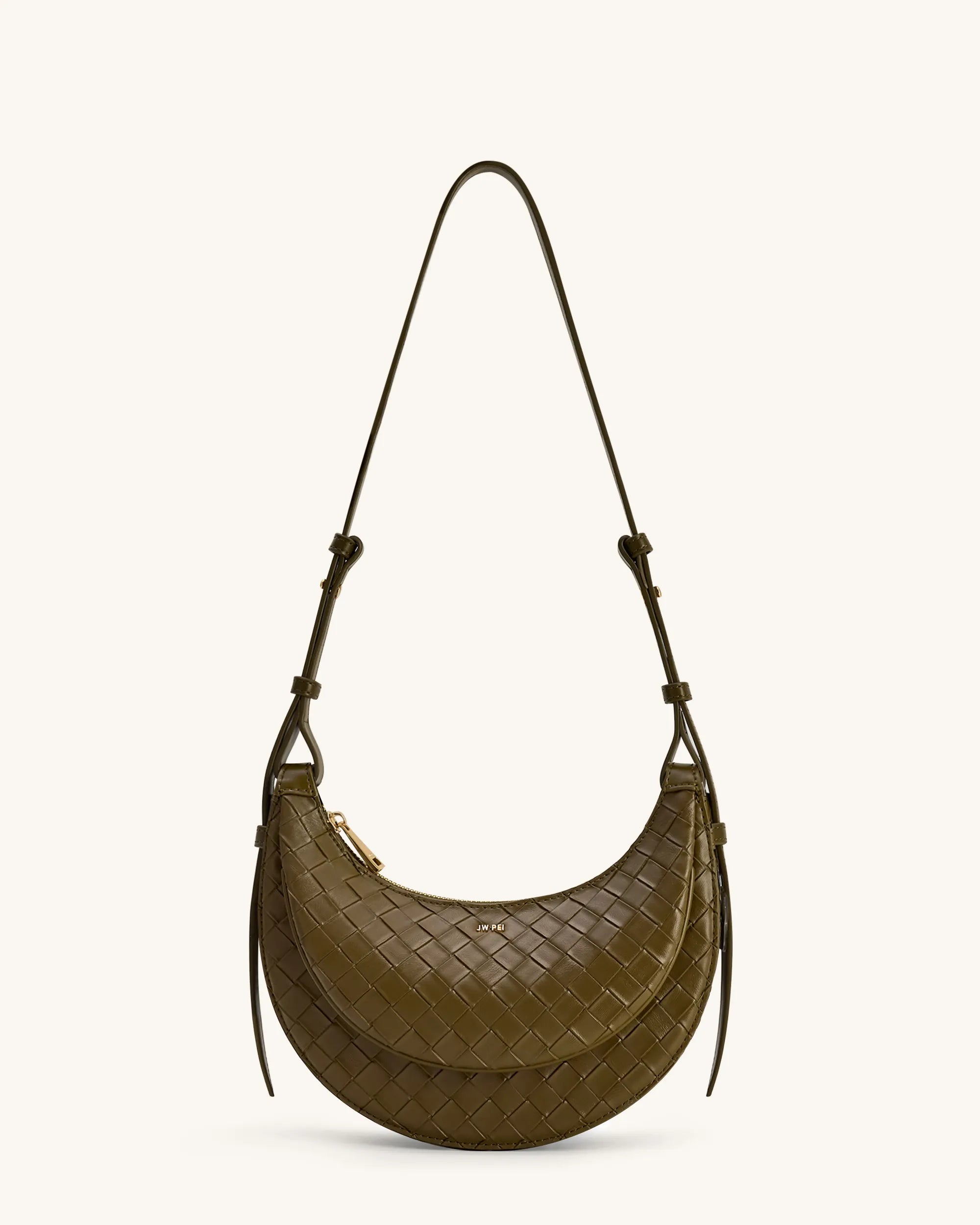 JW PEI Olive Green  Sharon Woven Texture Crossbody Bags SKU: 1C131-72W_Olive Green Image 01