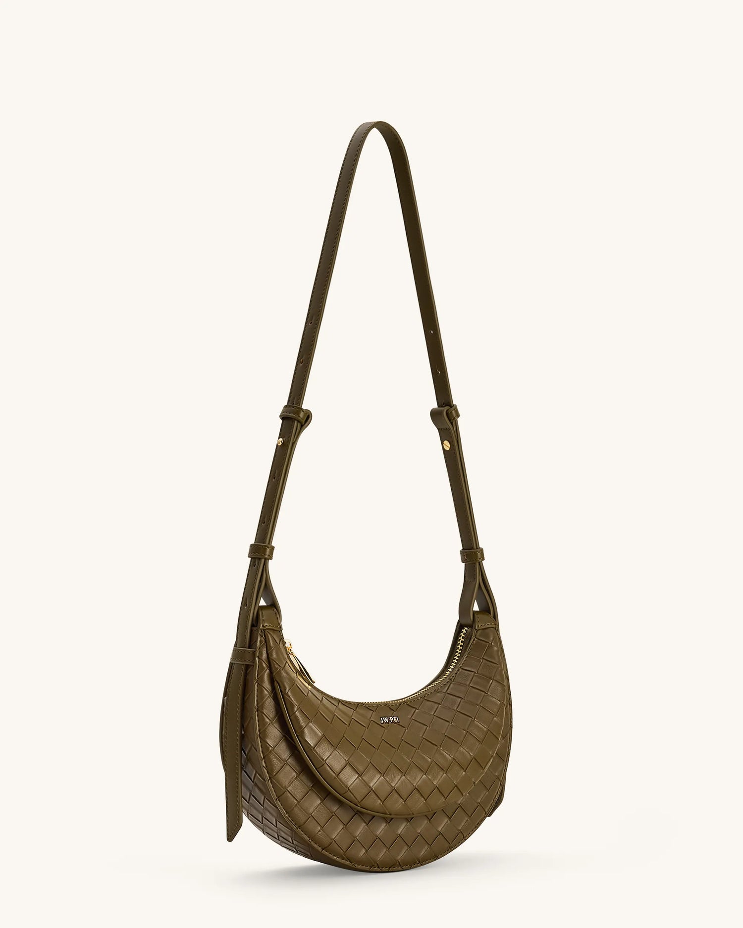 JW PEI Olive Green  Sharon Woven Texture Crossbody Bags SKU: 1C131-72W_Olive Green Image 02